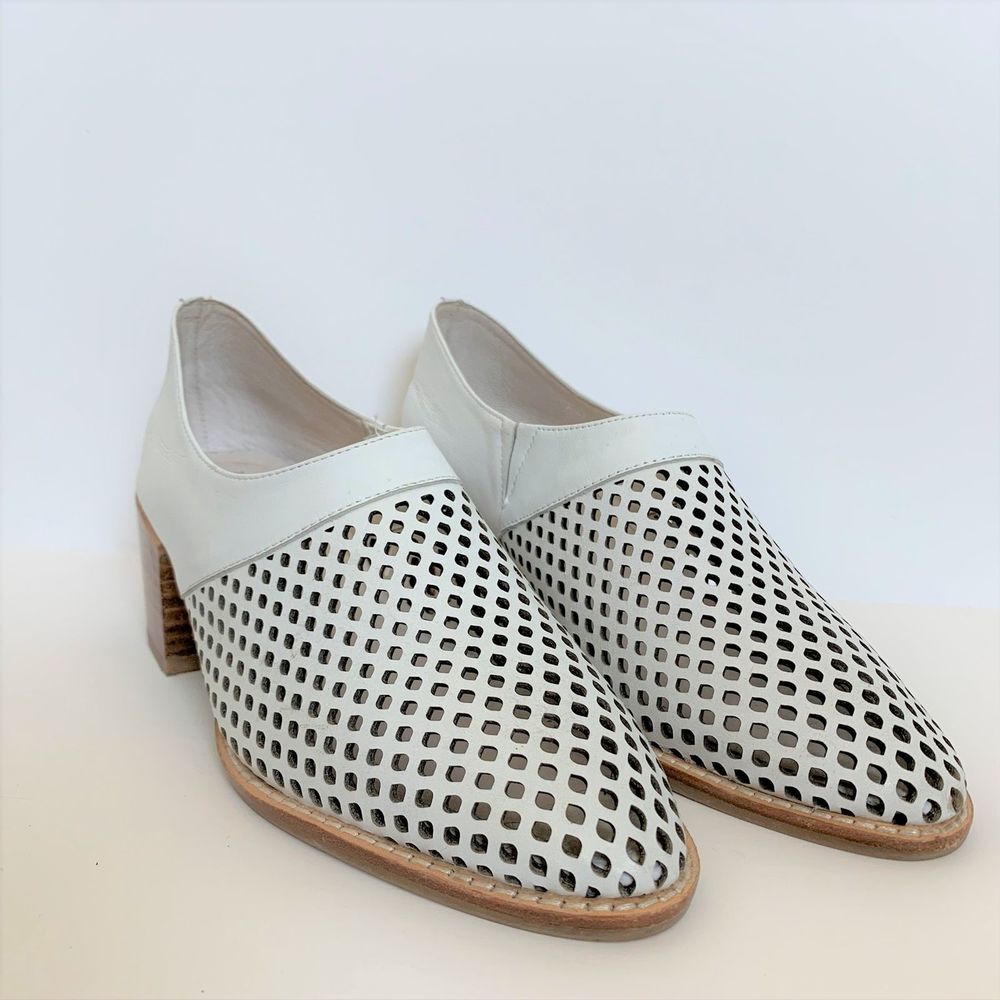 Jeffrey Campbell White Perforated Leather Ankle Booties 7